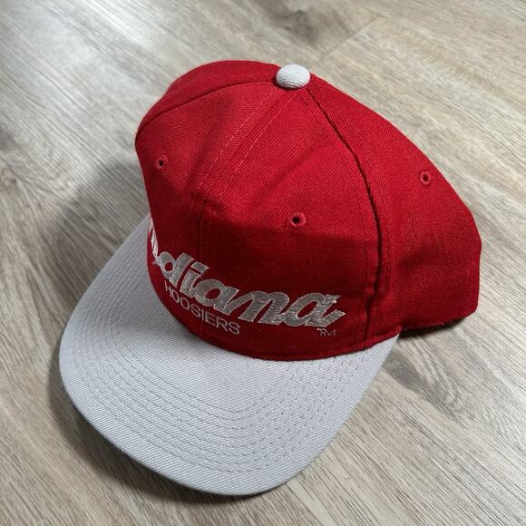 Vintage Sports Specialties‎ Idiana Hoosiers Script Snapback Hat Red Wool Cap - Picture 9 of 9